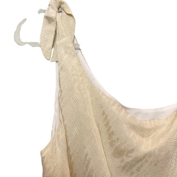 Revolve Krisa One Shoulder Tie Tank NWT Champagne NWT - Picture 3 of 7